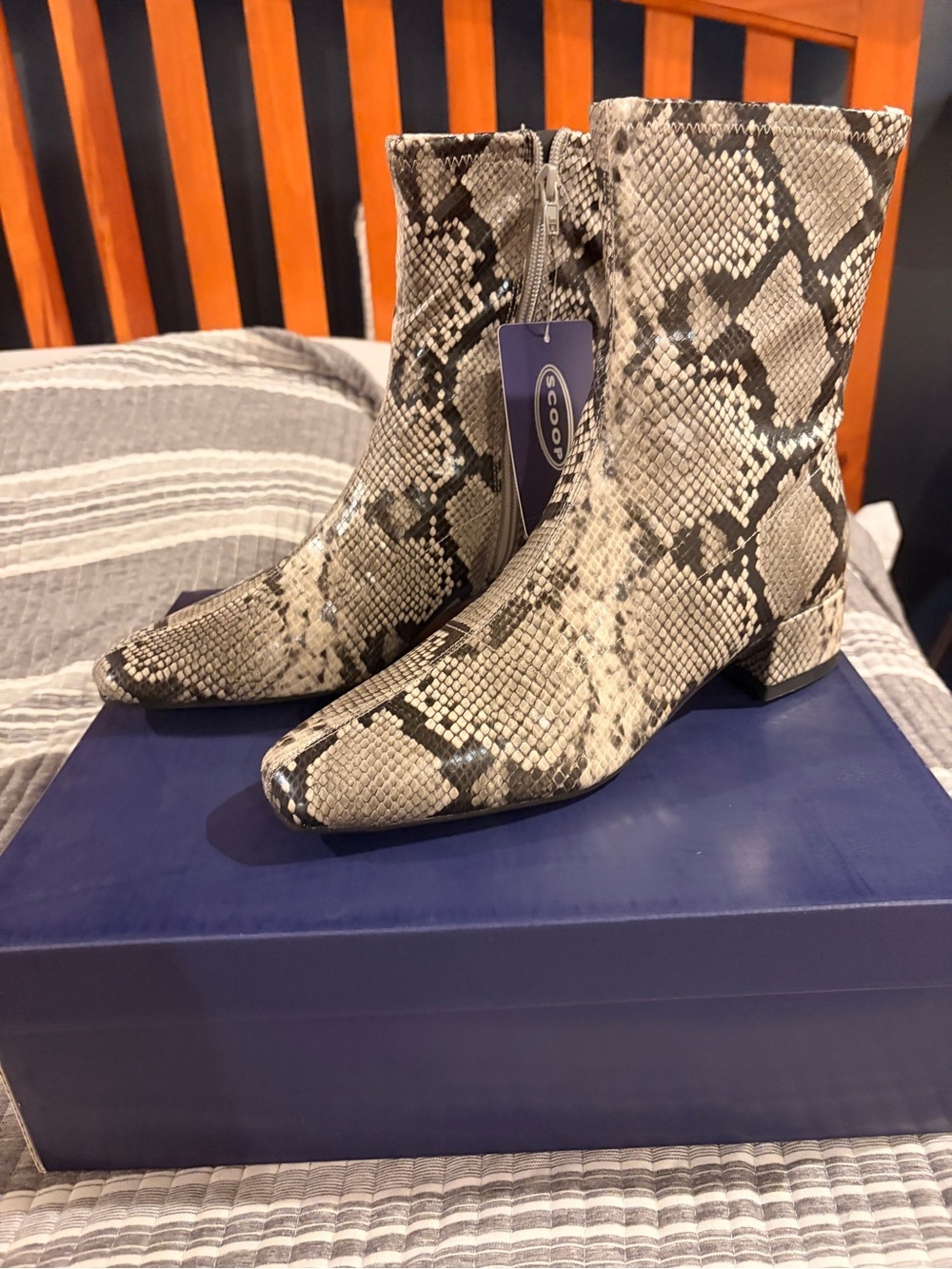 NWT Women’s Size 7 Snake Print Ankle Boots